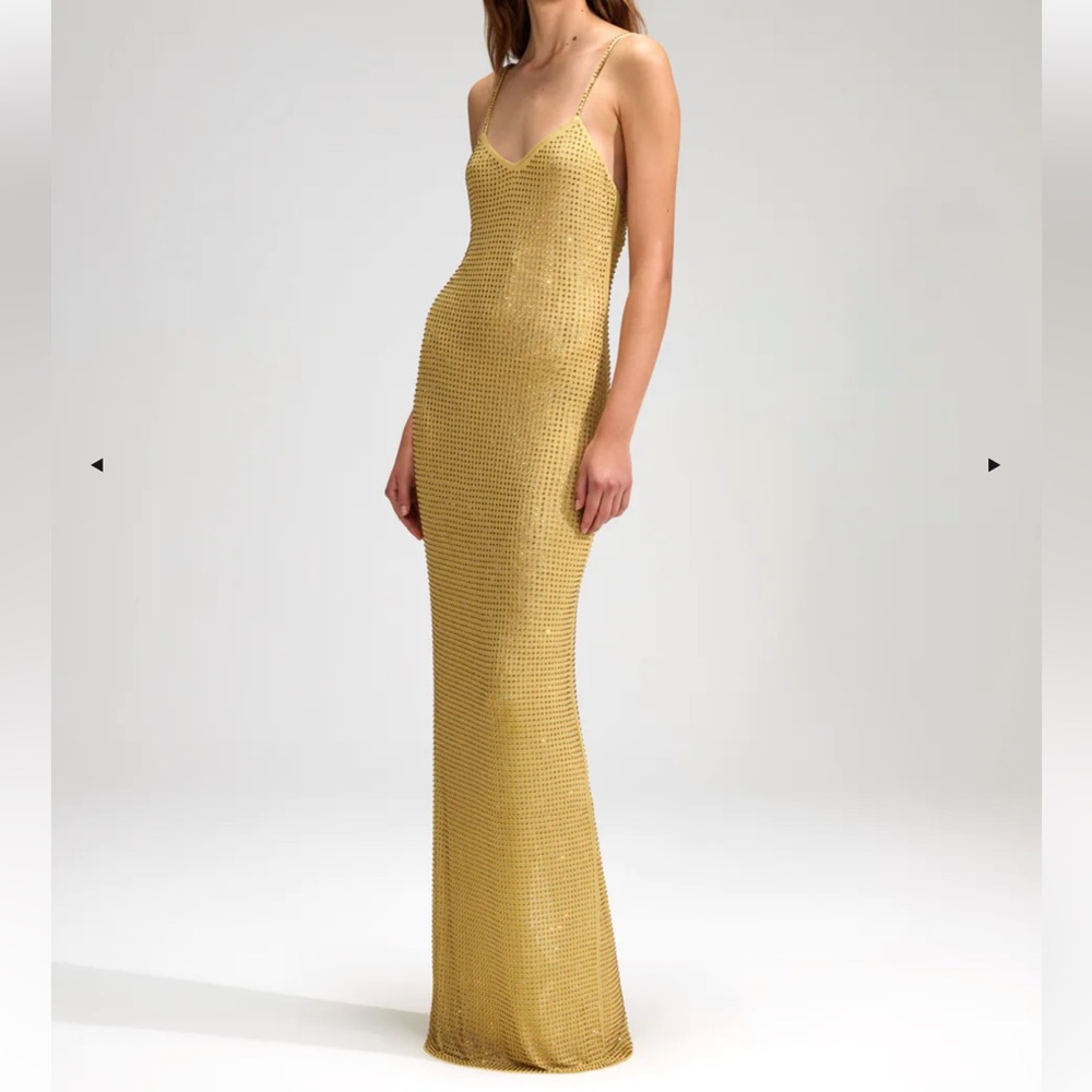 Self-Portrait Rhinestone Mesh Maxi Dress / Gown